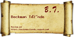 Beckman Tünde névjegykártya